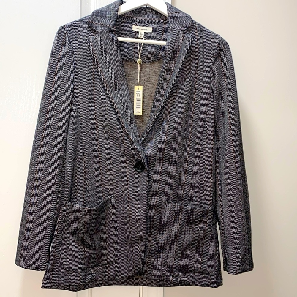 Max Studio Women's Double Knit One Button Blazer Size XS